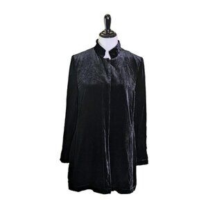 Eileen Fisher Black Velvet Jacket Rayon Silk